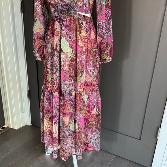 Zara Paisley Cut Out Maxi Dress Size M - Picture 4 of 11